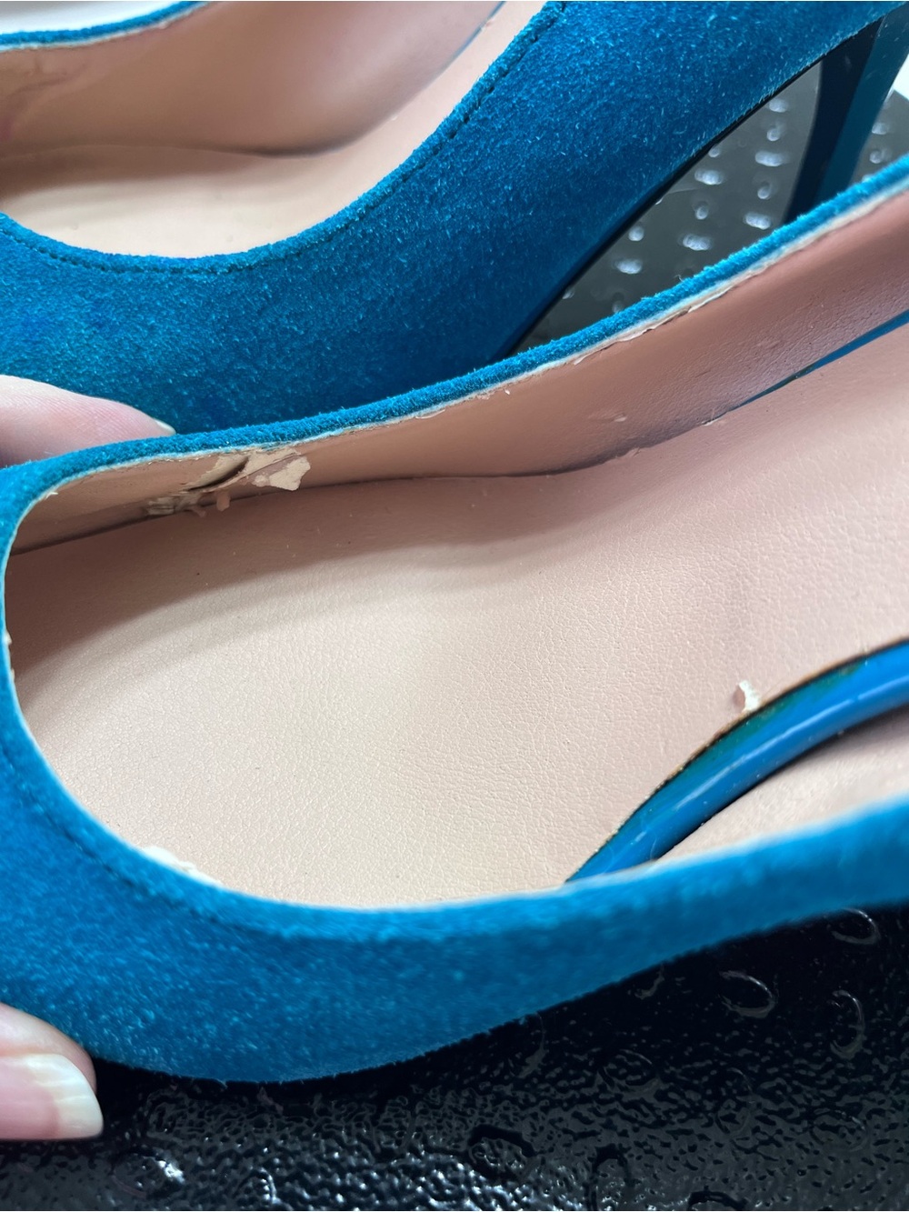 Betsey Johnson Teal Suede Pointed-Toe Pumps Sz 7.5 - Picture 6 of 9